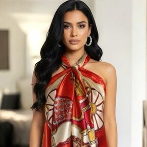 🆕🎁Luxury Satin  Scarf Top